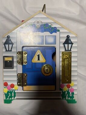 Melissa & Doug Colorful Lock Box with Red Door and Gold Hardware